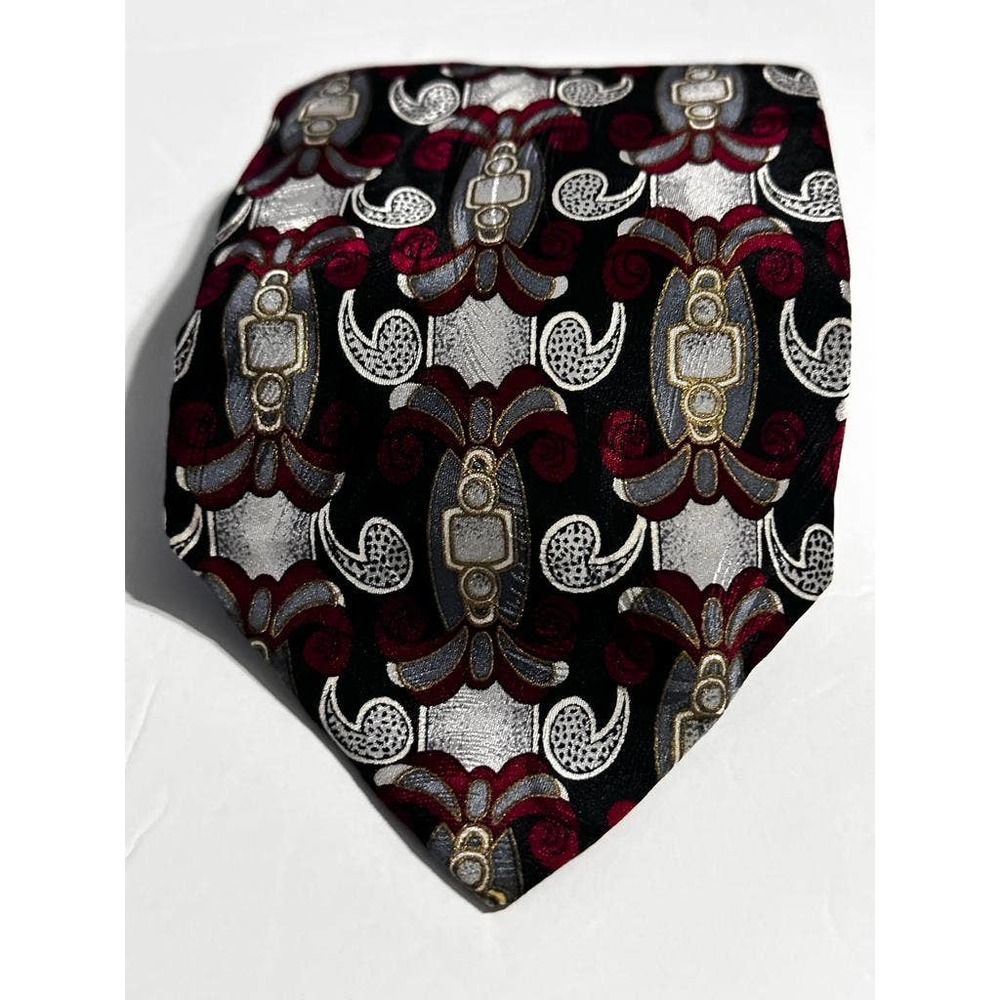 Enrico  Guccini Vintage Printed Hand-Made 100% Silk  Tie Size XL
